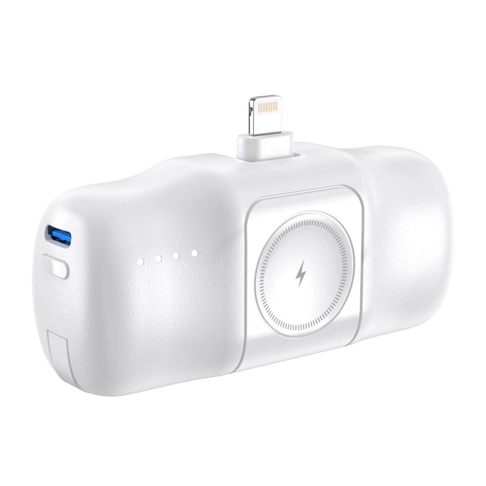 Wozinsky WF16-YLS 15W Mini powerbanka 5000mAh Lightning + USB-C + nabíječka pro Apple Watch, bílá