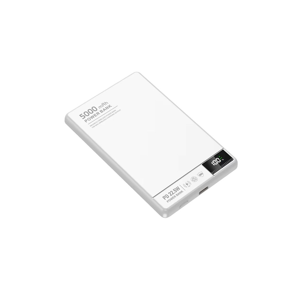 Levně UltraThin MagSafe 15W Bezdrátová powerbanka 10000 mAh s LED displejem a podporou nabíjení Apple Watch, stříbrná