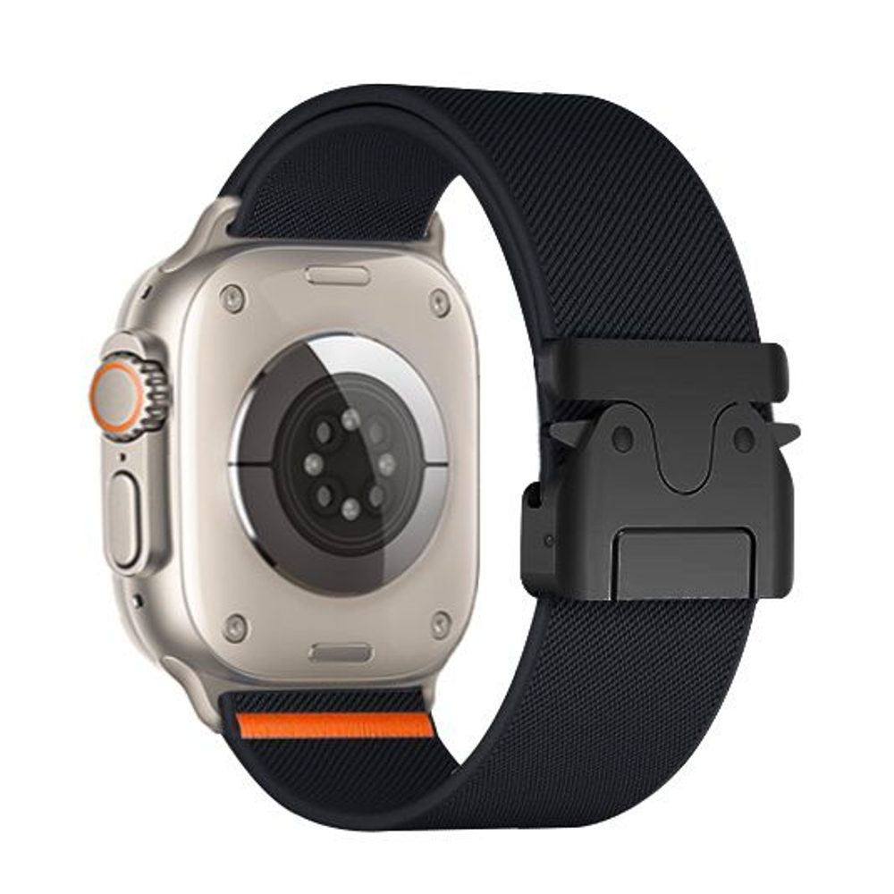 JP Luxus nylon szíj Parachute csattal, Apple Watch 4 / 5 / 6 / 7 / 8 / 9 / 10 / SE / ULTRA 1 / 2 (44 / 45 / 46 / 49 mm), fekete