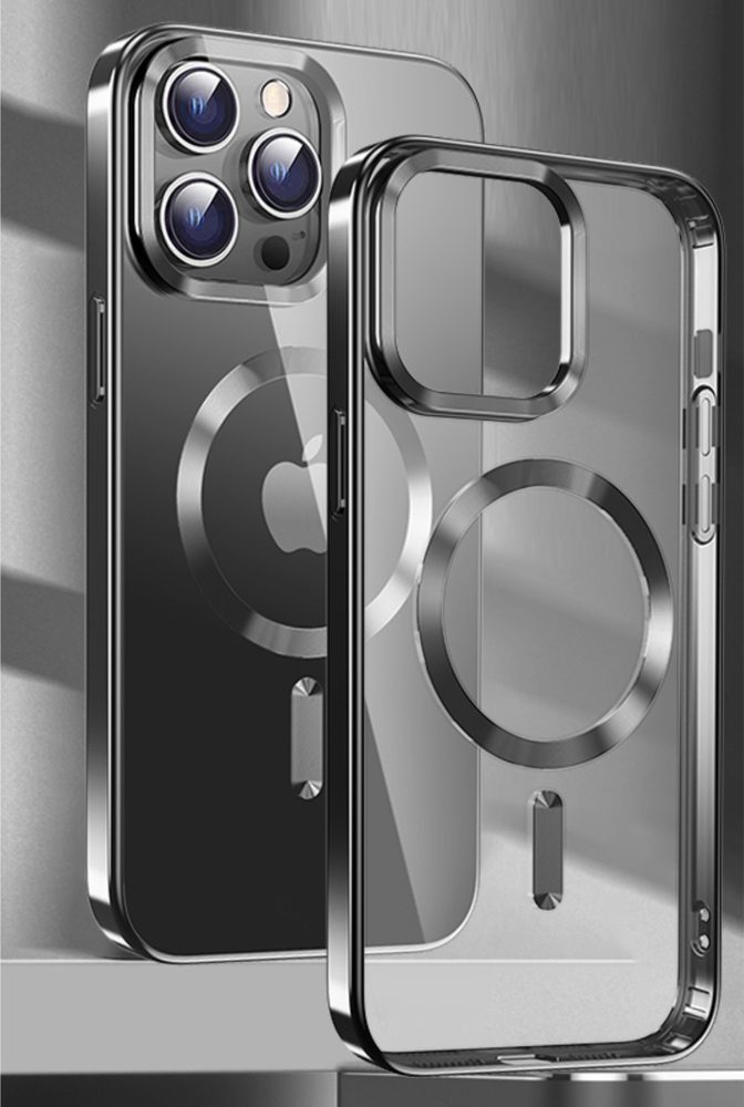 Swissten Clear Jelly MagStick Metallic, IPhone 15 Plus, čierne