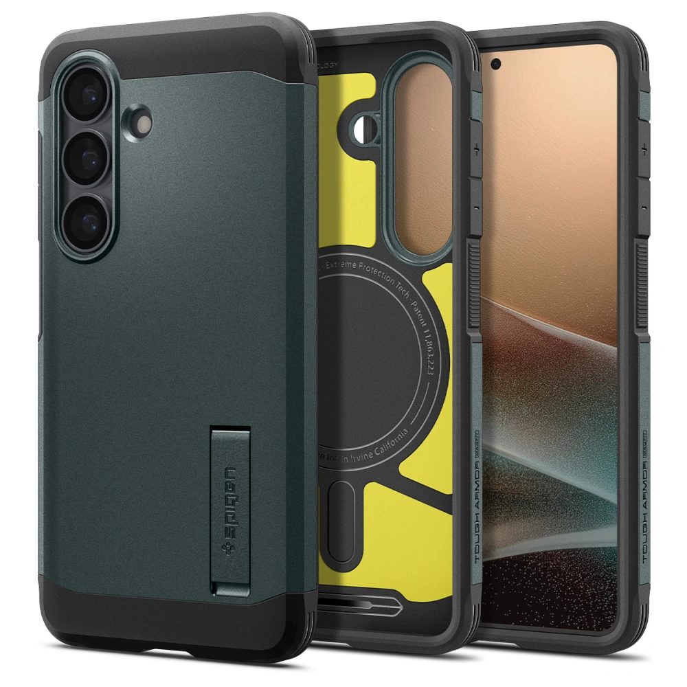 Levně Spigen Tough Armor MagSafe obal, Samsung Galaxy S26 Plus, tmavě zelený