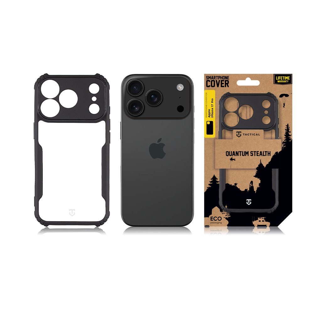 Tactical Quantum Stealth kryt, iPhone 17 Pro, čierny