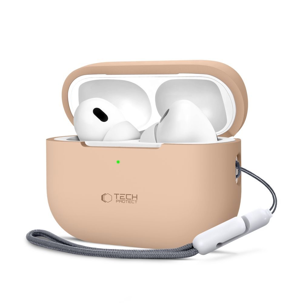 Levně Tech-Protect Silikonové pouzdro, Apple AirPods Pro 1 / 2, béžové
