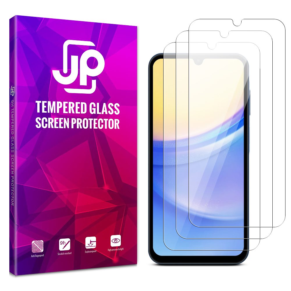 JP Long Pack Tvrzených Skel, 3 Skla Na Telefon, Samsung Galaxy A15