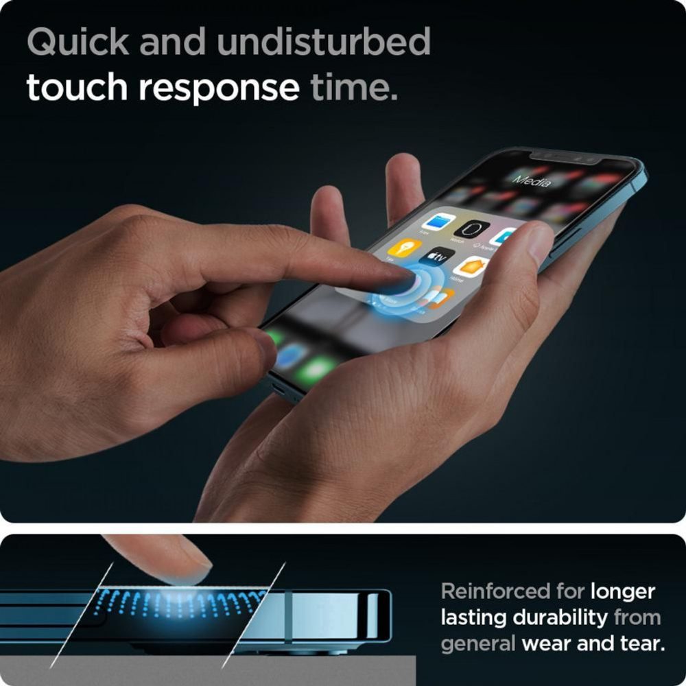 Spigen  Glass.TR  EZFit S Aplikátorem, 2 Kusy, Tvrzené Sklo, IPhone 12 Pro Max