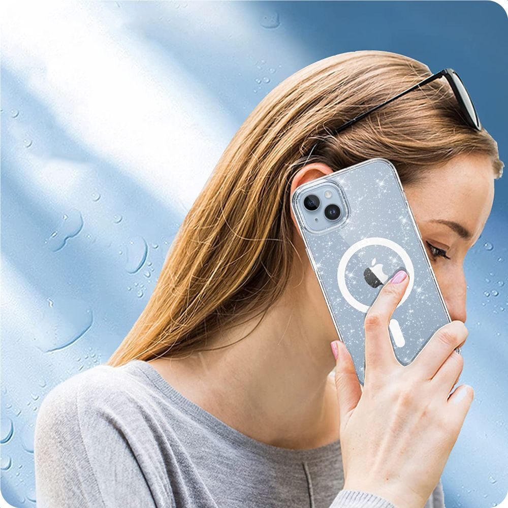 Tech-Protect Flexair Hibrid MagSafe, IPhone 15, Glitter Clear