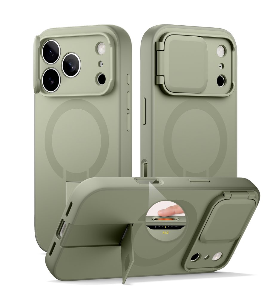 Levně Suritch MagSafe Kickstand Camprotector obal iPhone 17 Pro Max, zelený