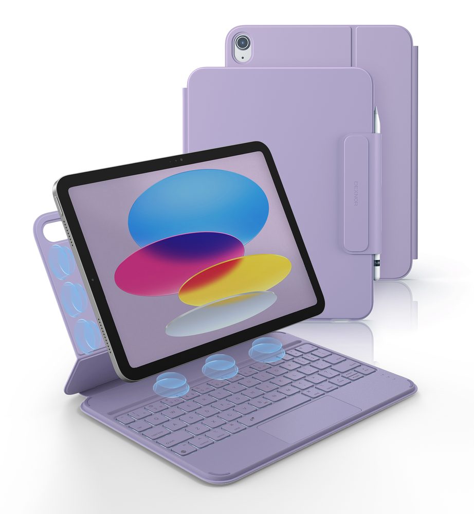 Dexnor magnetické pouzdro s klávesnicí, iPad 11" 2025 (11. gen.) / iPad 10,9“ 2022 (10. gen.), fialové