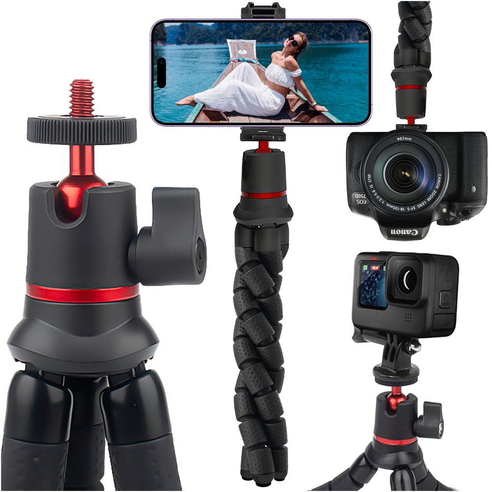 Rugalmas mini állvány fényképezőgéphez 1/4", fekete
