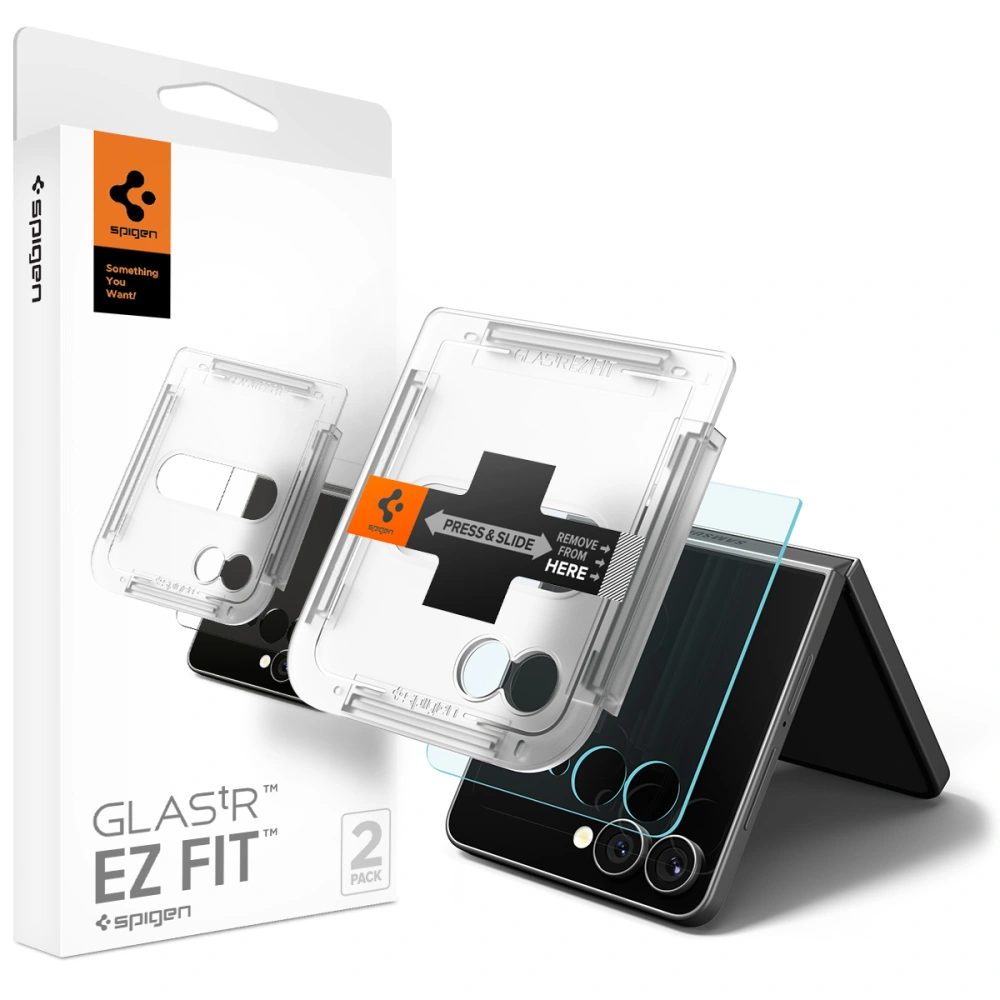 Spigen Glass.TR EZFit applikátorral, 2 darab, Edzett üveg, Samsung Galaxy Z Flip 7