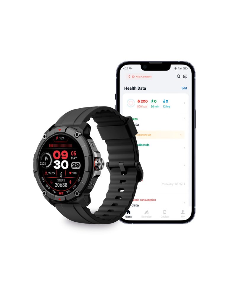 Ksix Compass Smartwatch GPS, Fekete