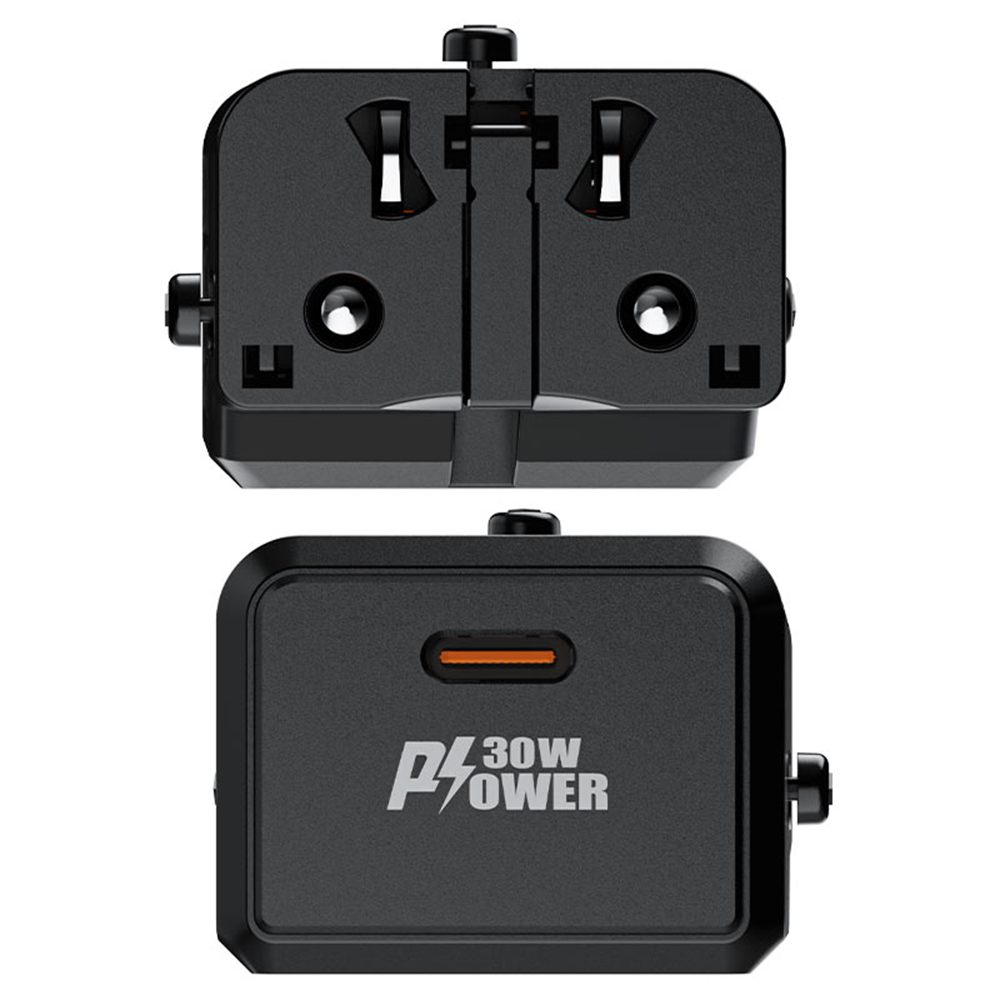 Acefast Cestovný adaptér Z7, GaN, PD30W, USB-C, čierny