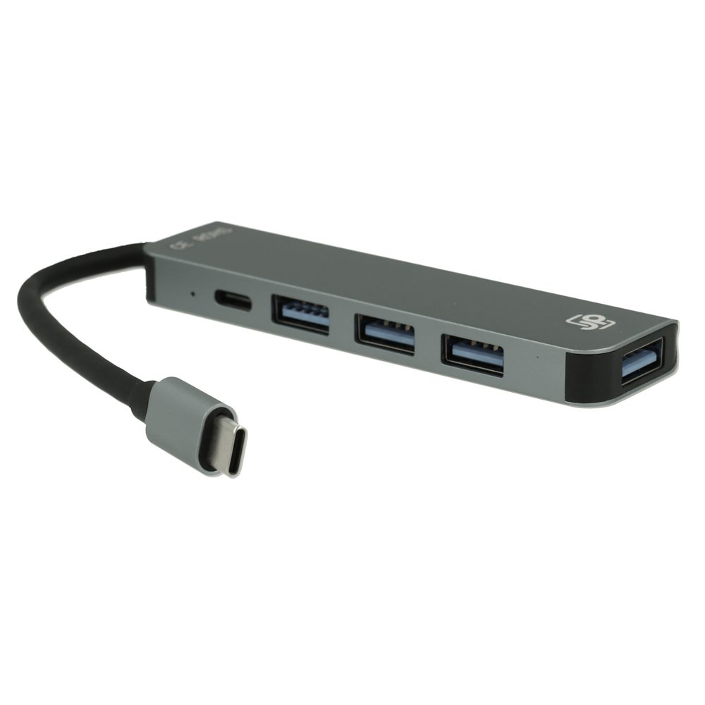 JP Hub 5v1, USB-C na 4x USB 3.0 / USB-C, sivý