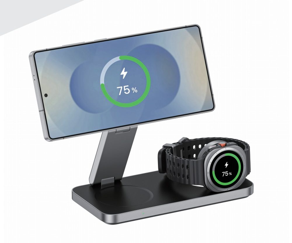 Levně Bezdrátová nabíječka 3v1 pro telefony Samsung, 15W, černá