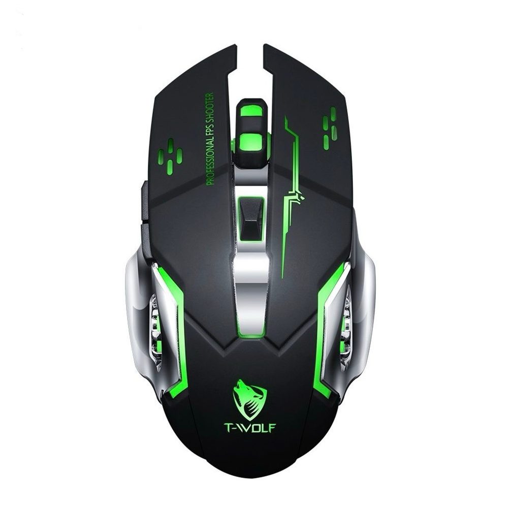 Levně Herní bezdrátová myš T-WOLF Q13B, RGB podsvícení, dobíjecí, tichá, 3 DPI režimy