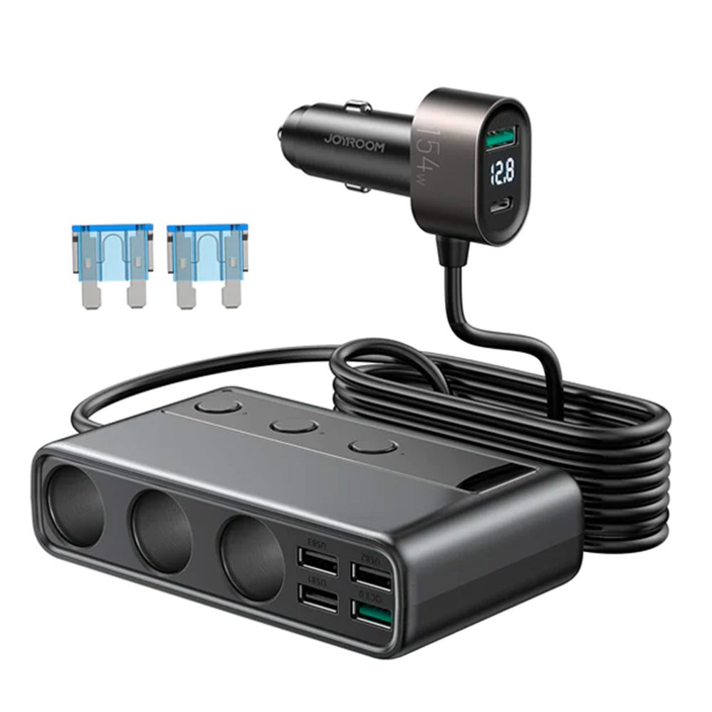 Joyroom JR-CL06 Multiportová USB nabíječka do auta PD154W / QC 3.0, černá