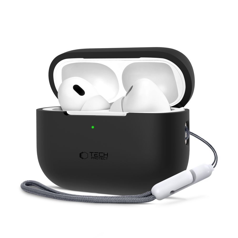 Levně Tech-Protect Silikonové pouzdro, Apple AirPods Pro 1 / 2, černé