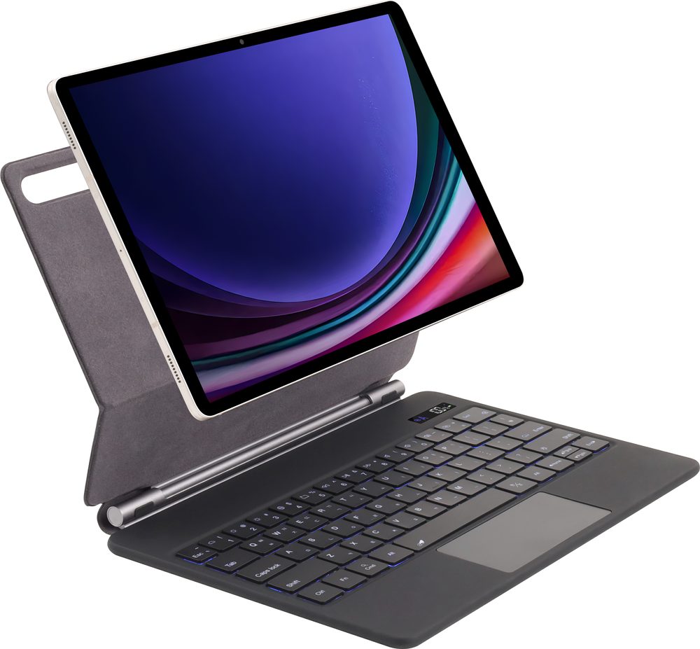 JP Magnetic Keyboard tablet tok kijelzővel, Samsung Galaxy Tab S7+ / S8+ / S9+ / S10+ / S7 FE+ / S9 FE+, fekete