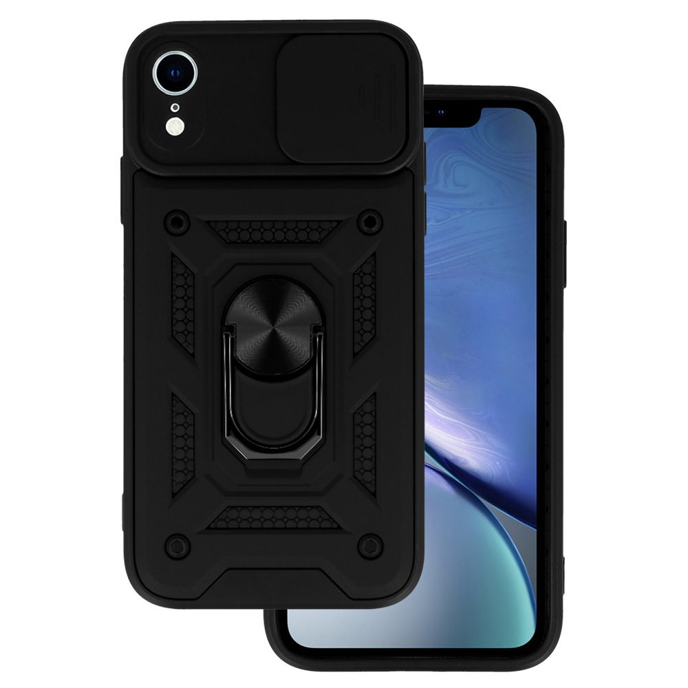 Slide Camera Armor Case Obal, IPhone XR, Fekete