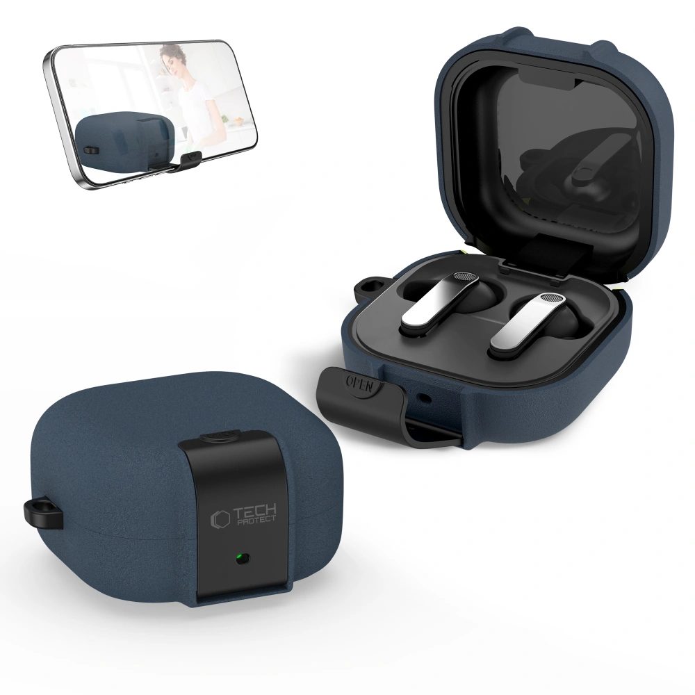 Tech-Protect Slim Hook puzdro, Samsung Galaxy Buds 4 / 4 Pro, modré