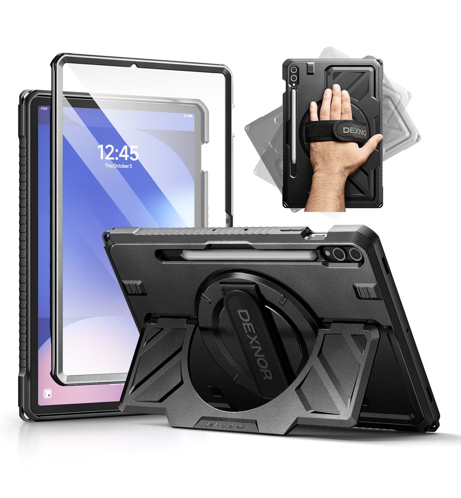Levně Dexnor 360 Rotating obal, Samsung Galaxy Tab S10 Plus / S9 Plus, černý