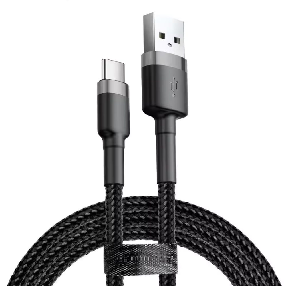 JP nejlon USB USB-C kábel, 1 méter, fekete