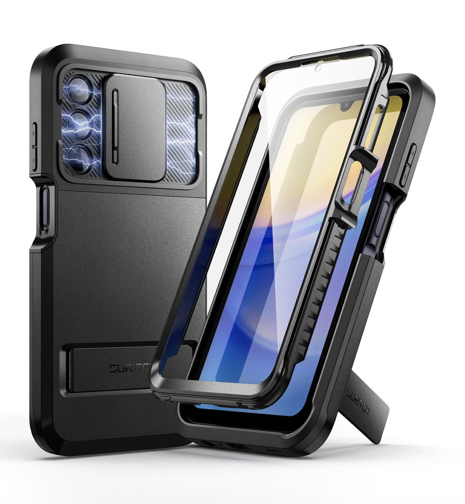 Suritch 360 Kickstand Camprotector obal Samsung Galaxy A15, černý