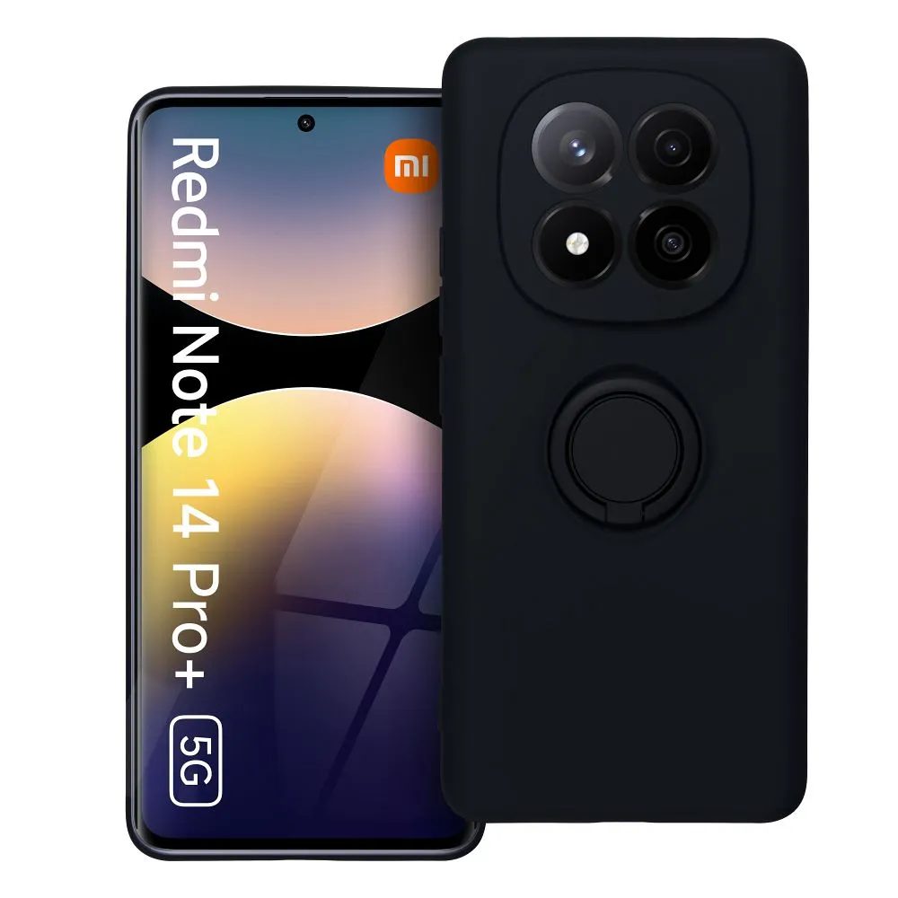 Szilikon gyűrűs tok, Xiaomi Redmi Note 14 Pro Plus 5G, fekete