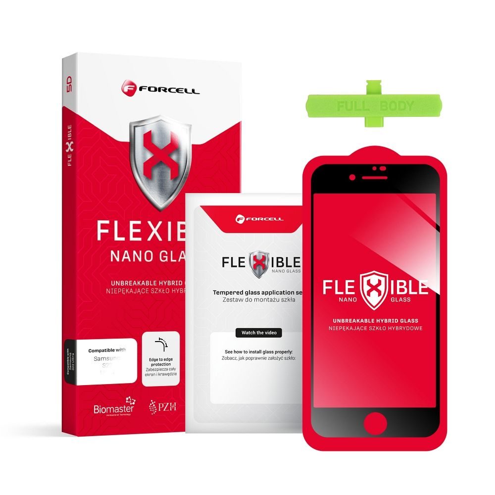 Forcell Flexible 5D Full Glue Hibrid üveg, IPhone 7/8/SE, Fekete