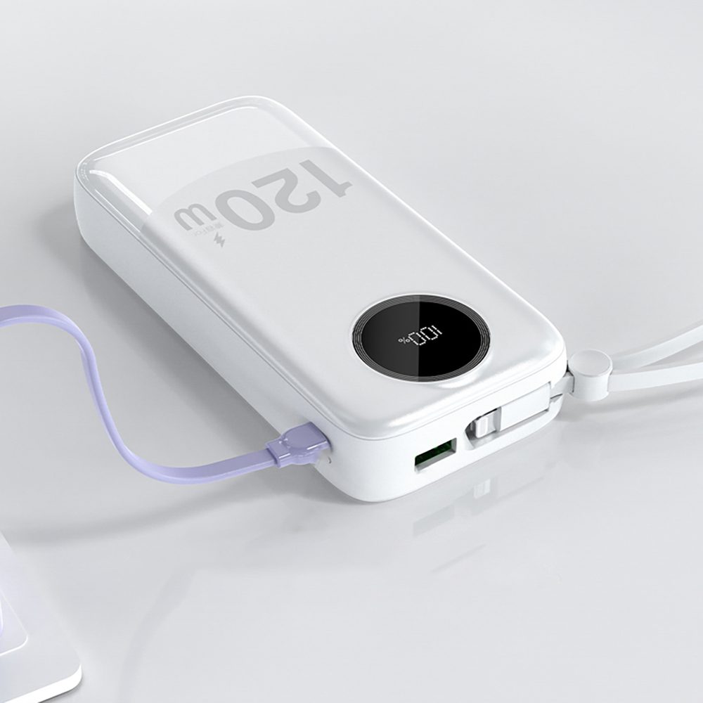Dudao K13Pro 20000mAh Powerbanka so zabudovaným káblom, biela