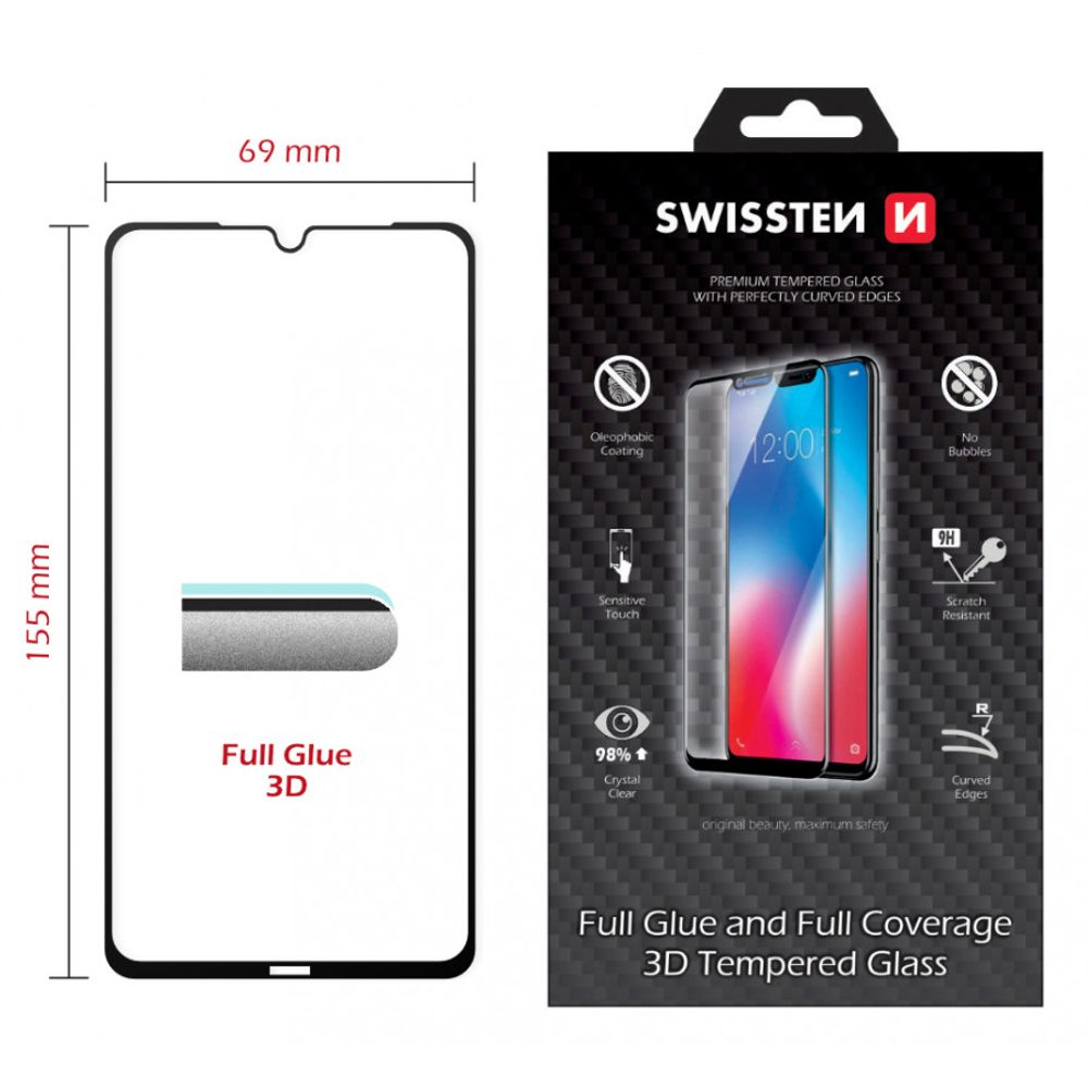 Swissten Ultra Durable 3D Full Glue Folie De Sticlă Securizată Protectoare, Xiaomi Redmi Note 8T, Neagră