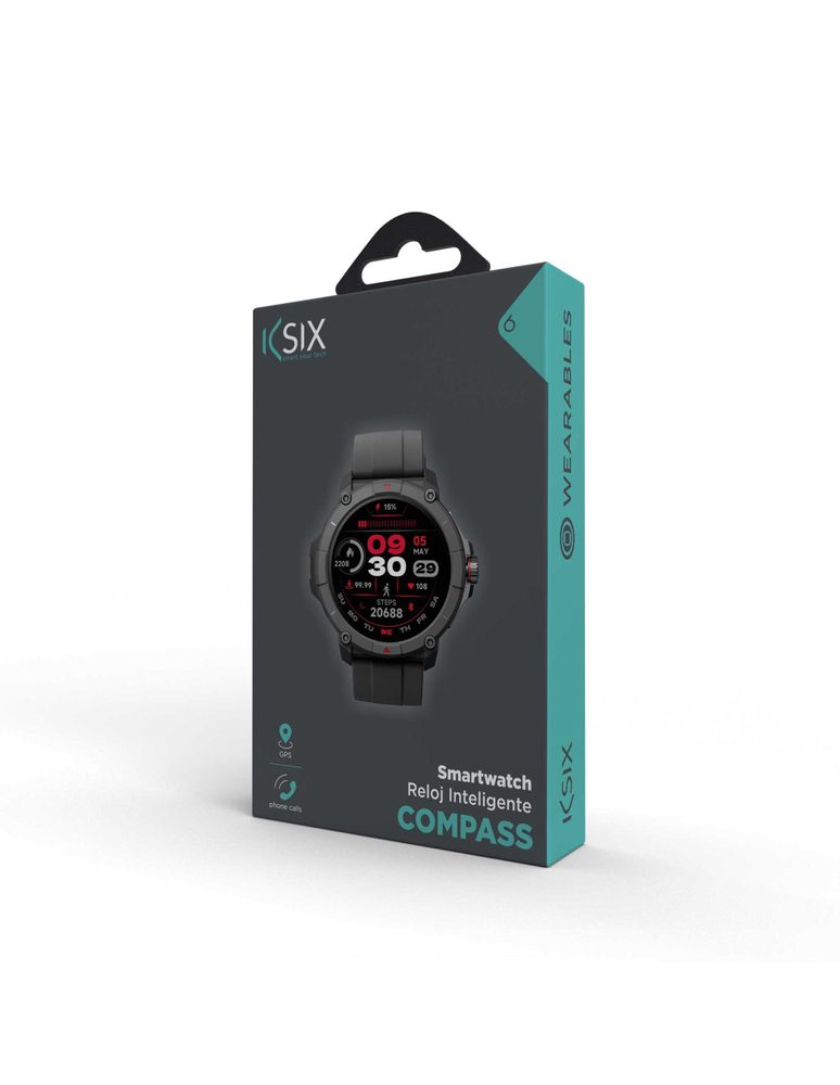 Ksix Compass Smartwatch GPS, čierne