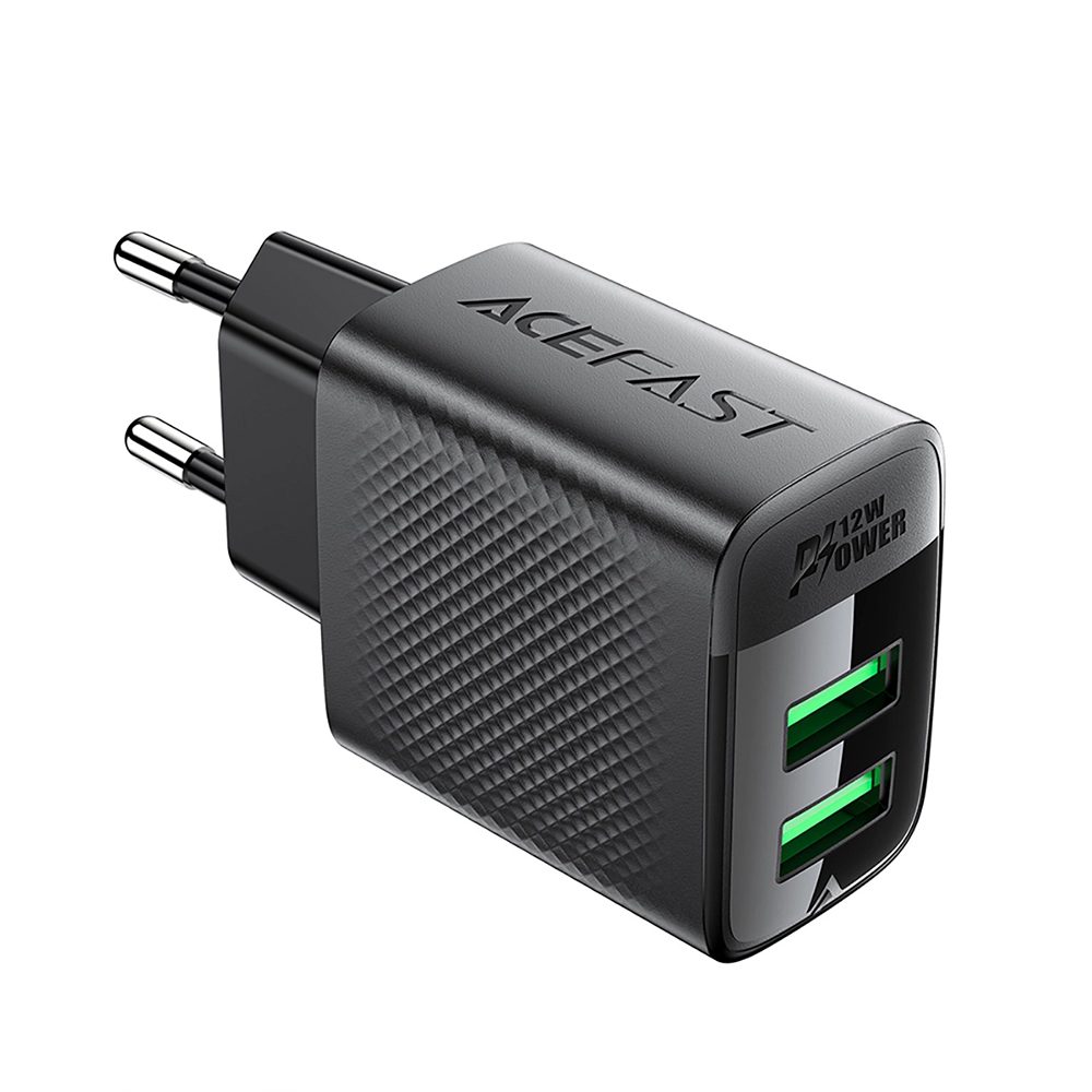 Acefast A86 GaN töltő, 12W, 2x USB, fekete