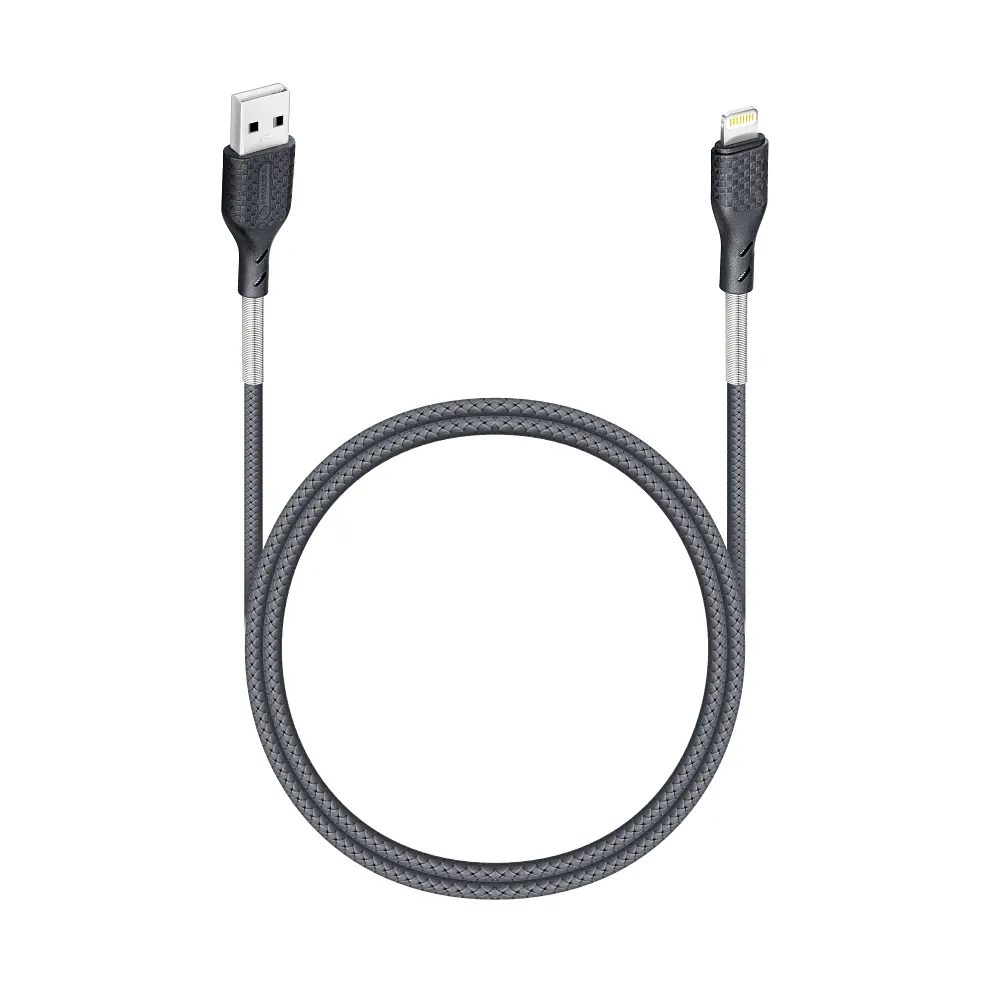 Forcell Carbon Kábel, USB A - Lightning, 2,4A, CB-01A, Fekete, 1 Méter