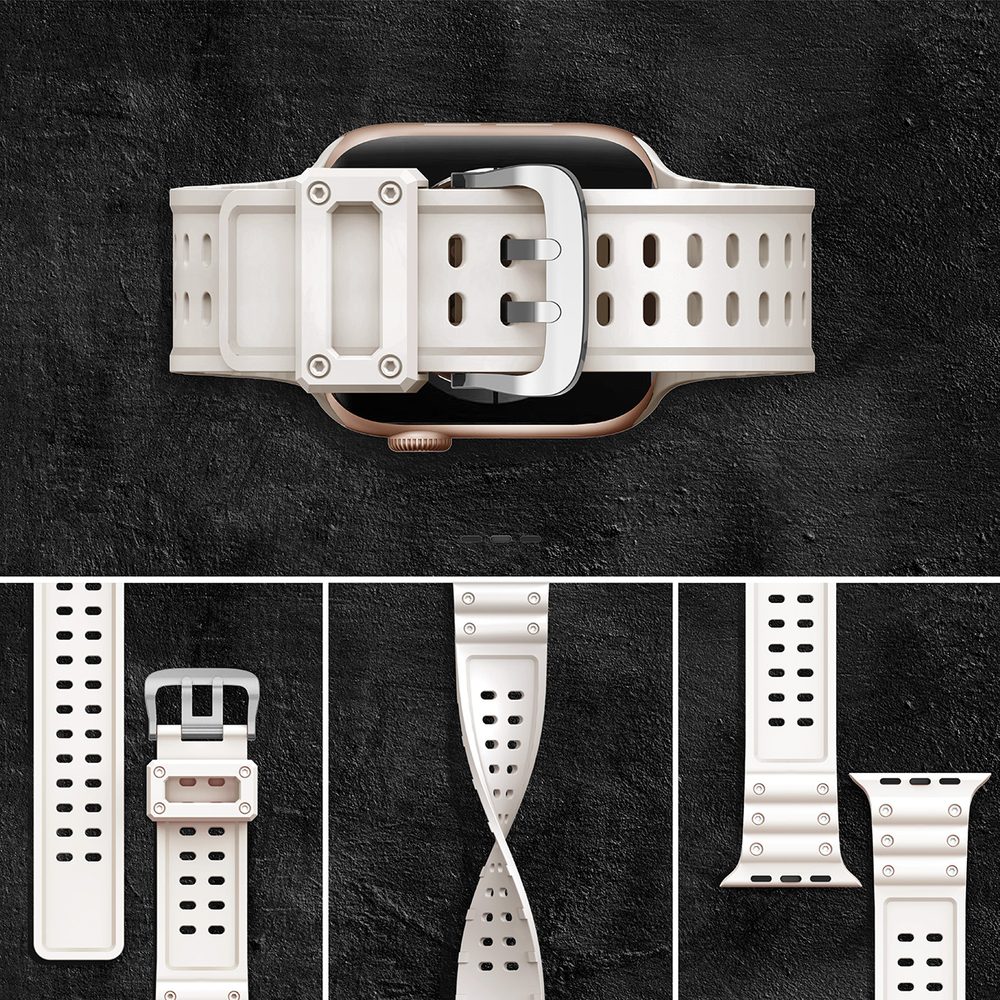 Strap Triple Remienok Pre Hodinky Apple Watch SE / 8 / 7 / 6 / 5 / 4 / 3 / 2 / 1 (49/45/44/42mm), Béžový