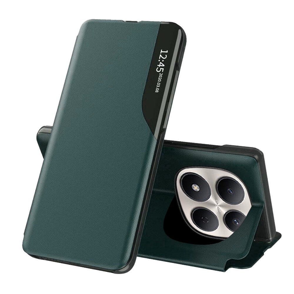 Levně Eco Leather View Case, Xiaomi Redmi Note 15 Pro 5G, zelené