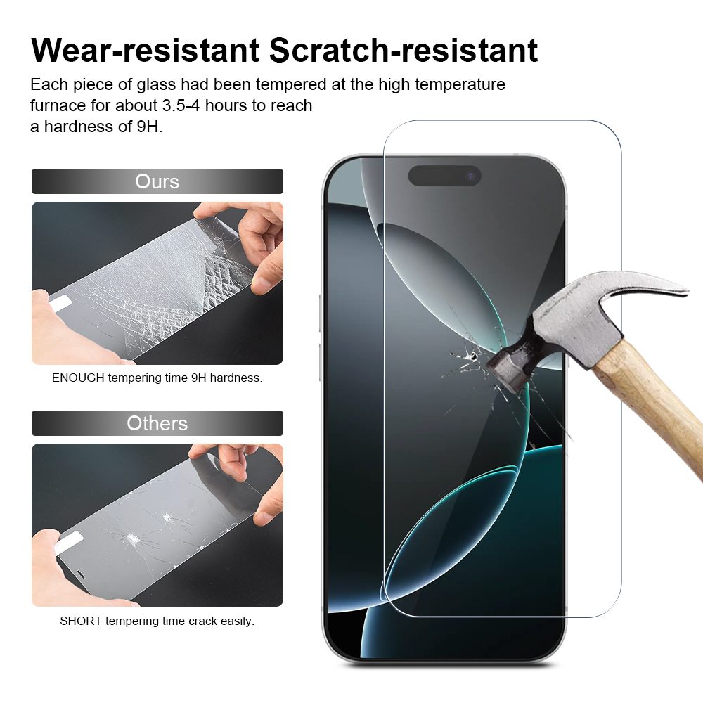 JP Long Pack Tvrdených skiel, 3 sklá na telefón s aplikátorom, iPhone 16 Pro