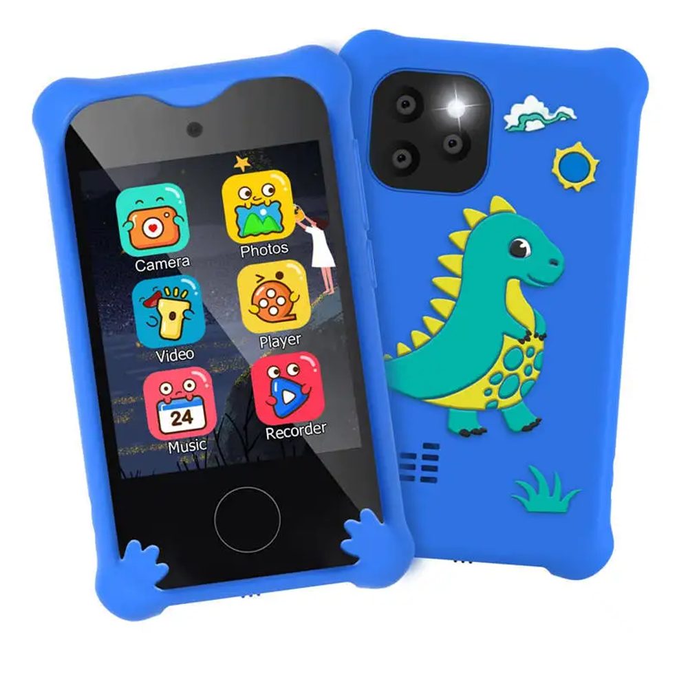 Gyerekeknek Szánt Okostelefon Játékokkal, MP3-mal, Dupla Kamerával és érintőképernyővel, Kék
