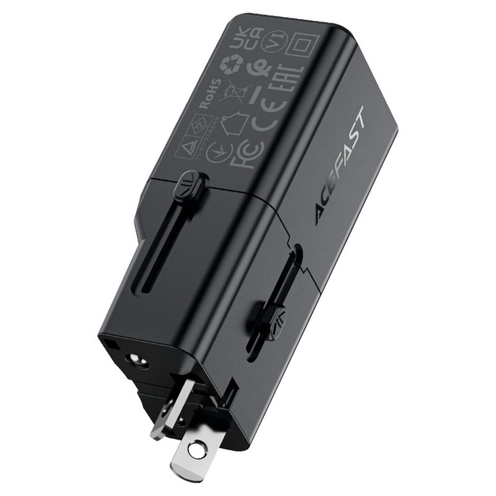 Acefast Cestovný adaptér Z7, GaN, PD30W, USB-C, čierny