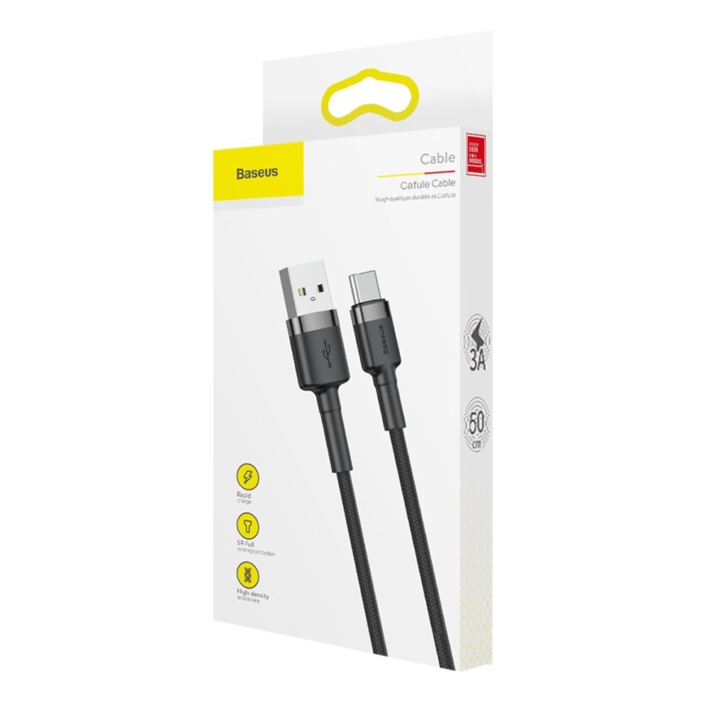 Baseus Cafule Kabel USB-C, černo-šedý, 0,5 M (CATKLF-AG1)