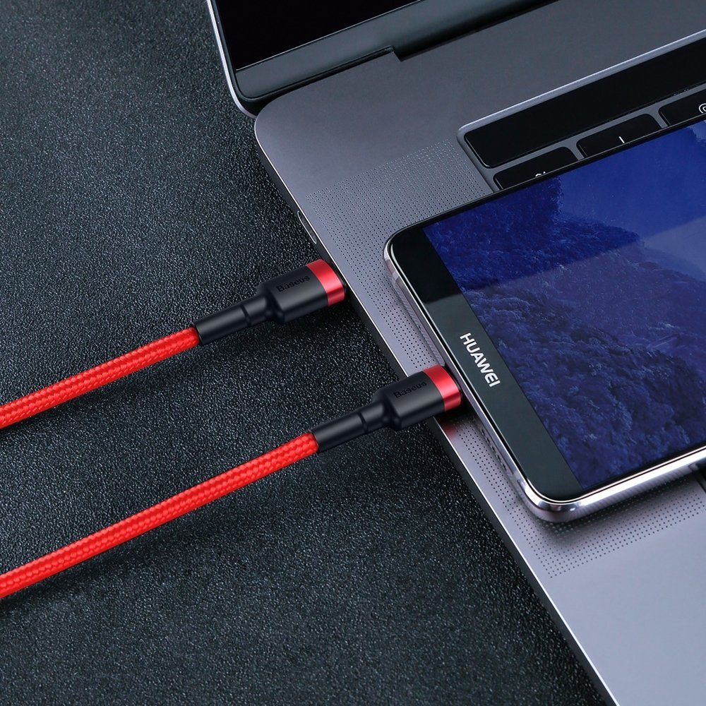 Baseus Cafule Kábel, USB-C, Fekete és Piros, 1 M (CATKLF-G91)