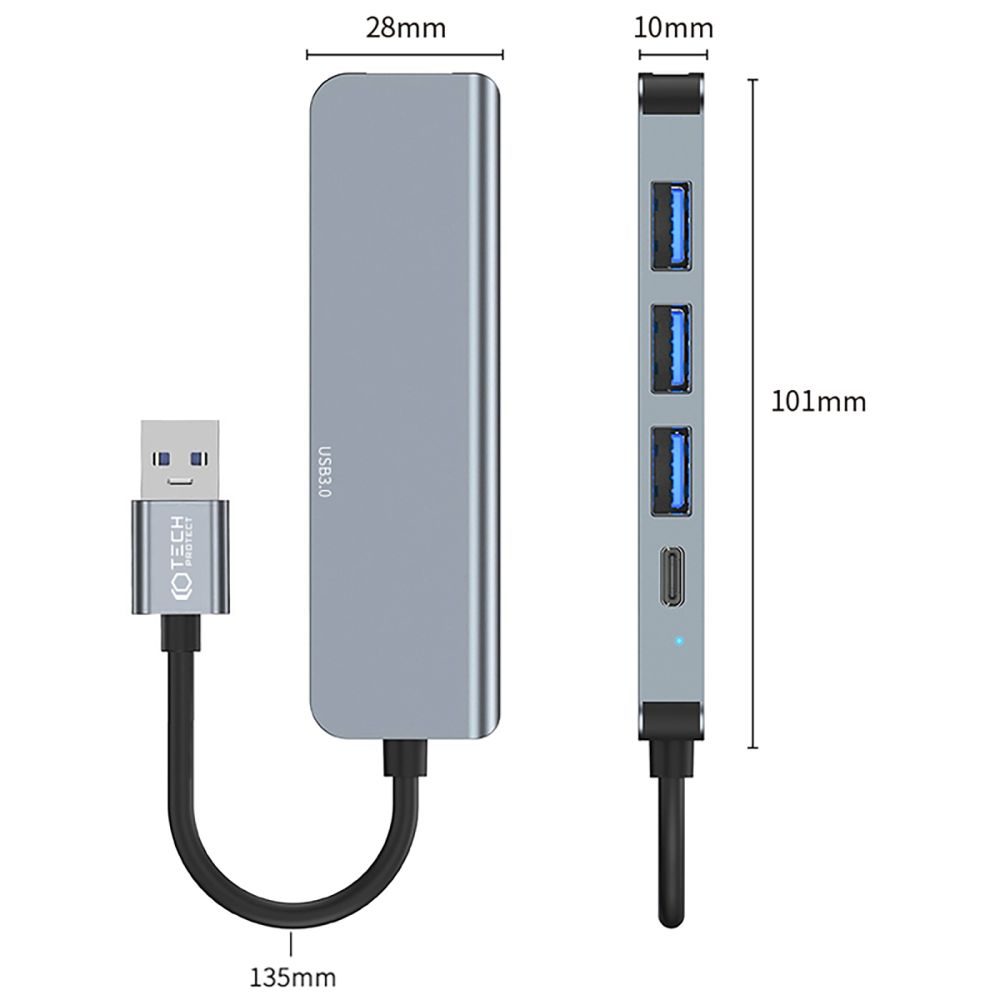 Tech-Protect V0-HUB Adaptér 5v1, šedý