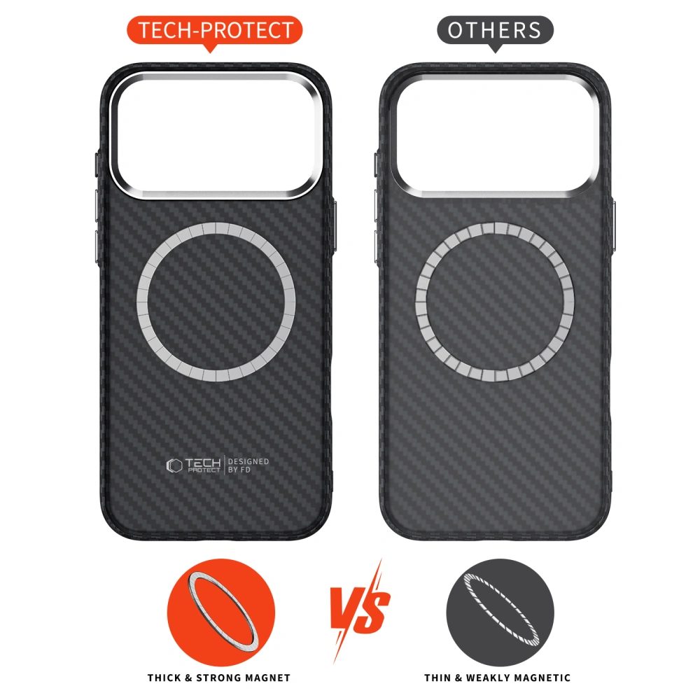 Tech-Protect Ion Carbon MagSafe, iPhone 17 Pro Max, čierno-strieborné