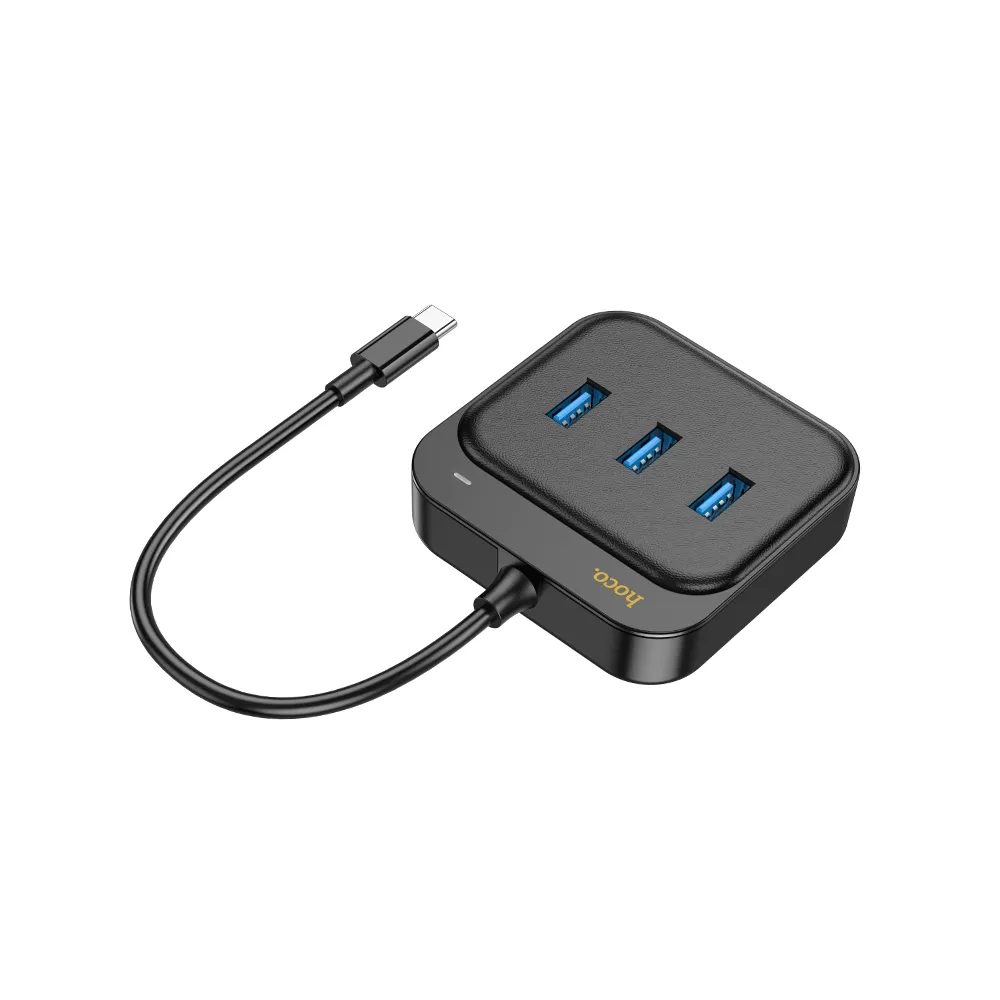 Hoco Adaptér HUB 4v1 USB-C Na 3x USB3.0 + RJ45, Gigabit Ethernet, 0,2 M, čierny (HB35)