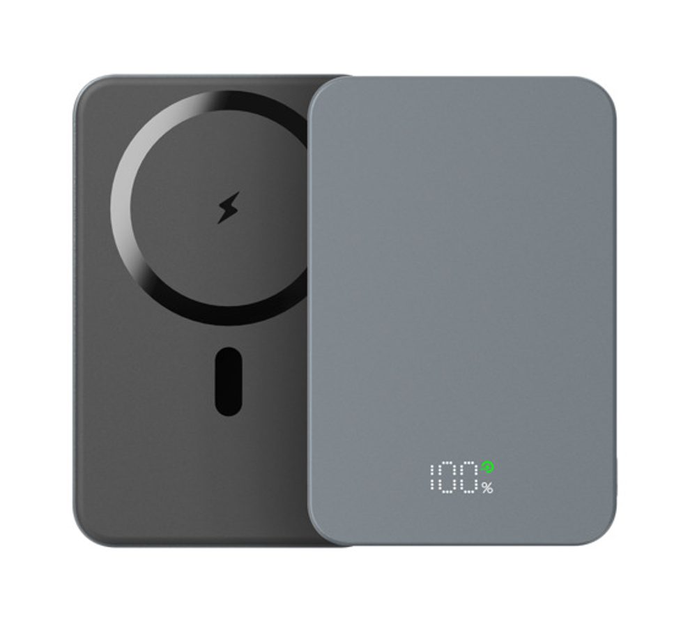 UltraThin MagSafe Powerbanka 5000 mAh, PD20W + 15W bezdrátově, stříbrnošedá