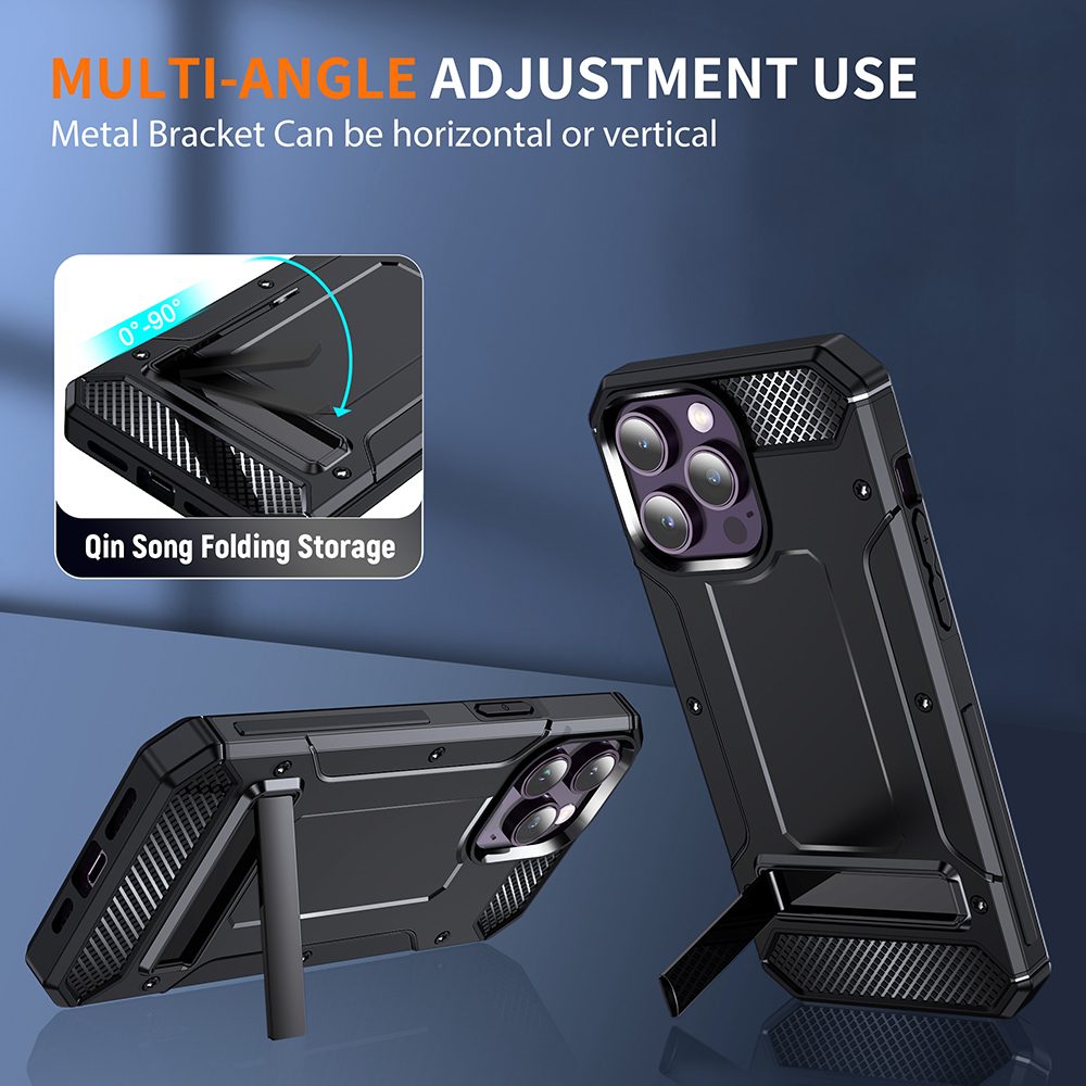 Techsuit Hybrid Armor Kickstand, IPhone 15 Pro Max, černý