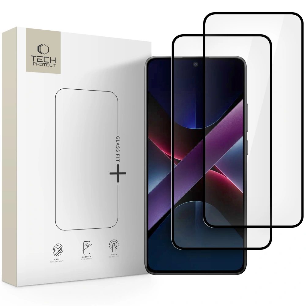 Tech-Protect Edzett üveg Fit+ Xiaomi Poco X7 Pro 5G, fekete, 2 darab