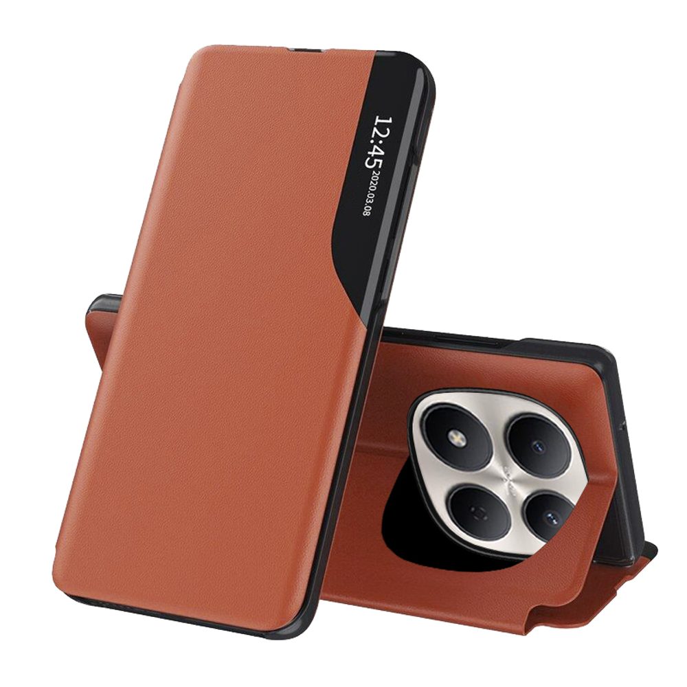 Levně Eco Leather View Case, Xiaomi Redmi Note 15 Pro 5G, oranžové