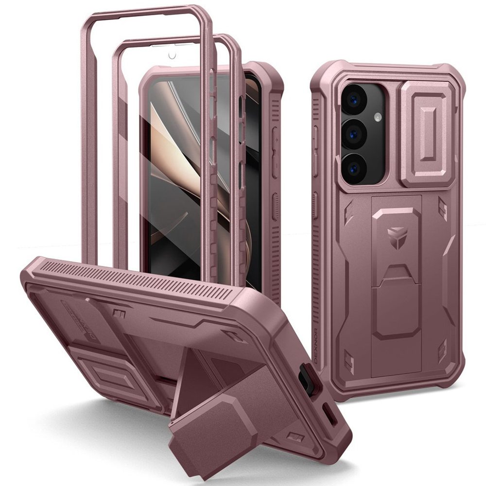 Dexnor 360 Kickstand Camprotector obal Samsung Galaxy S25, růžový
