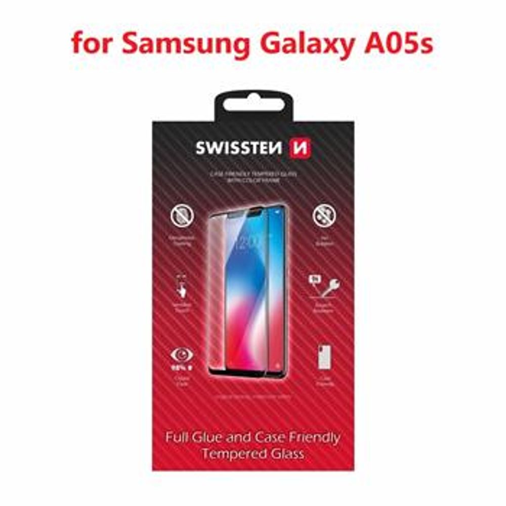 Swissten Full Glue, Color Frame, Case Friendly, Zaštitno Kaljeno Staklo, Samsung Galaxy A05s, Crna